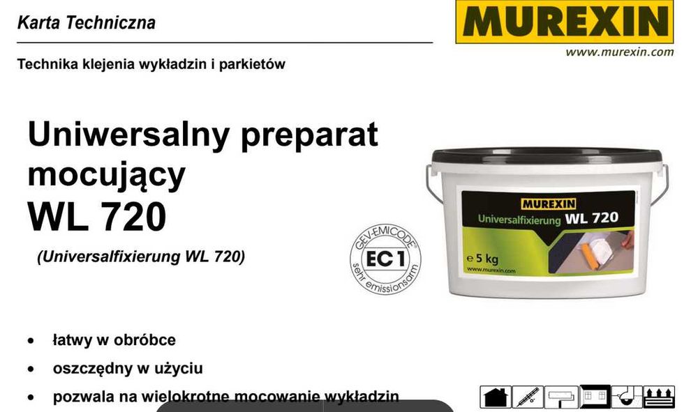 1/2 wiadra Uniwersalny preparat mocujący WL 720 MUREXIN  pół wiadra po