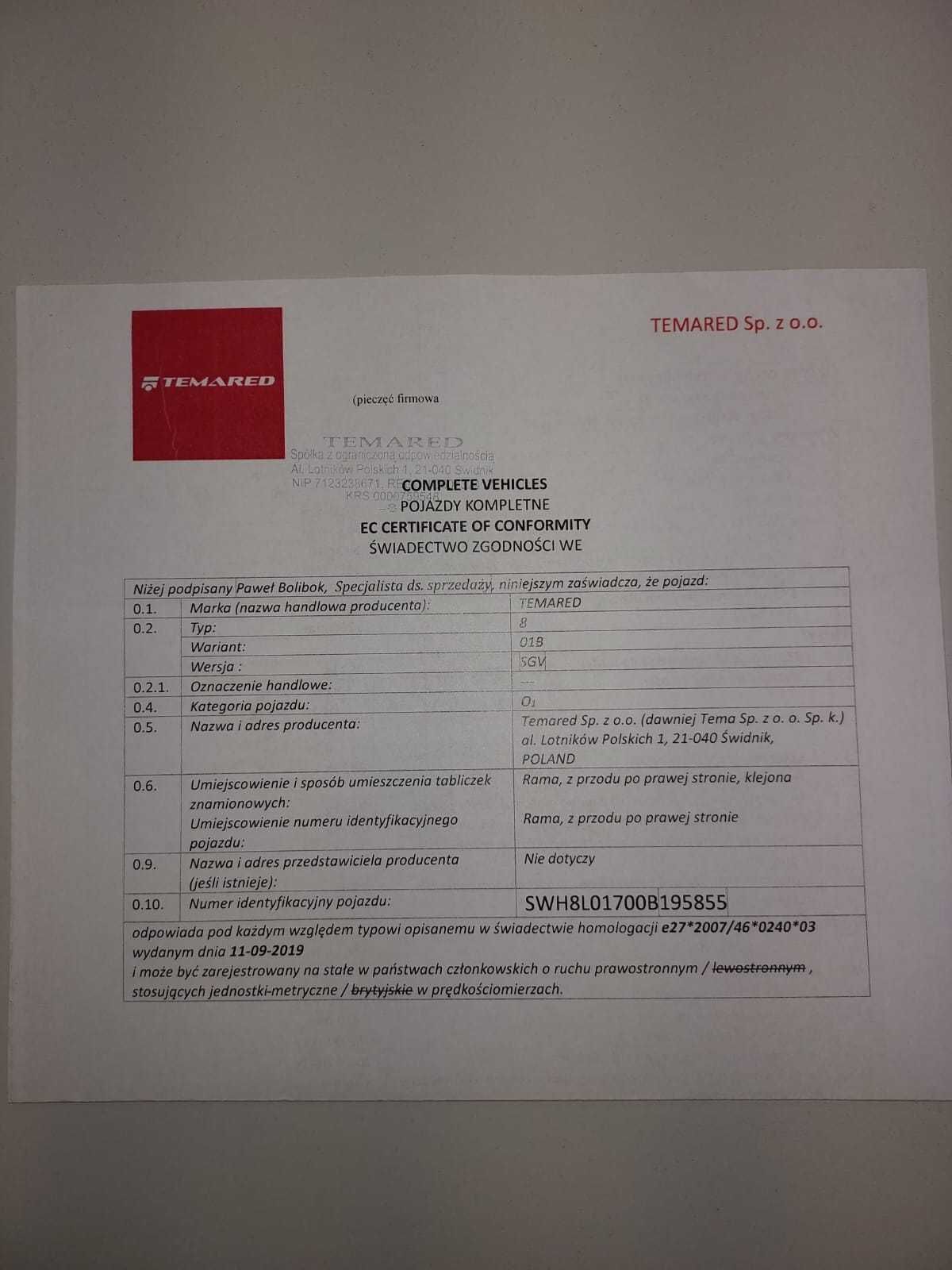Przyczepa lekka TAMARED 2020 rok