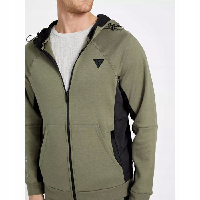 Bluza męska rozpinana Guess z kapturem i kieszeniami zielona M