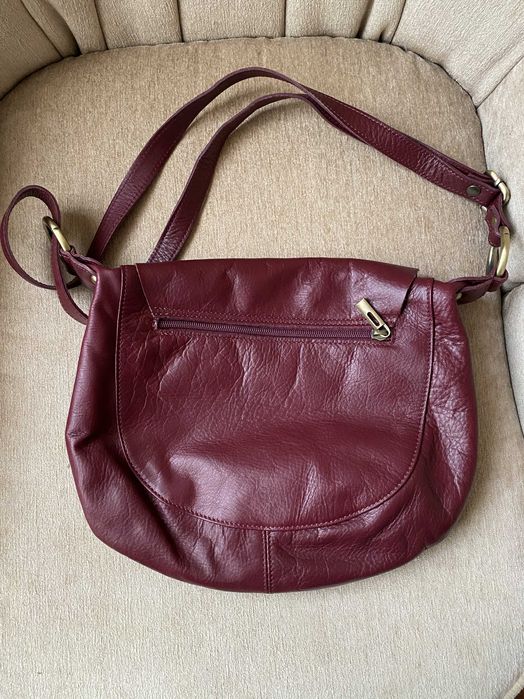 Сумка жіноча, шкіряна, бордова