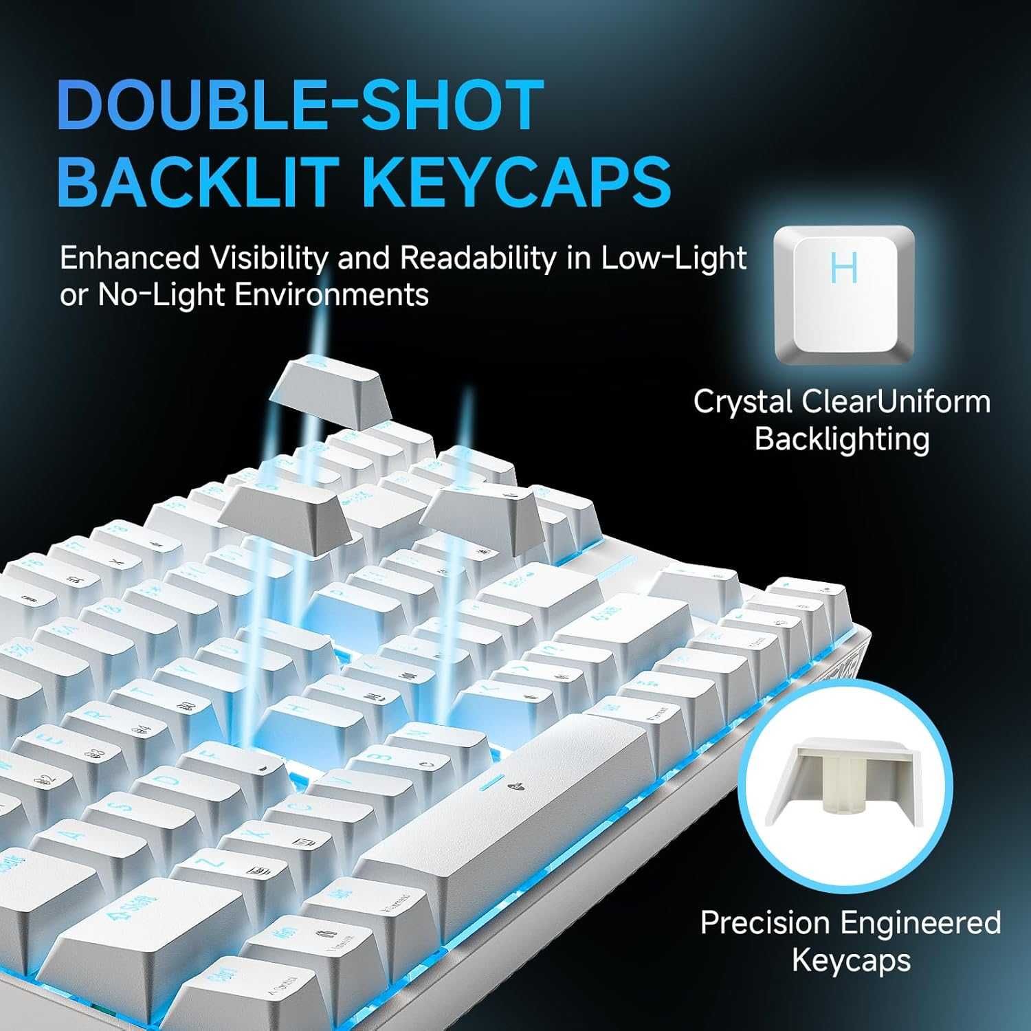 Klawiatura mechaniczna TMKB T87SE TK QWERTY 75% RGB Switch RED biała