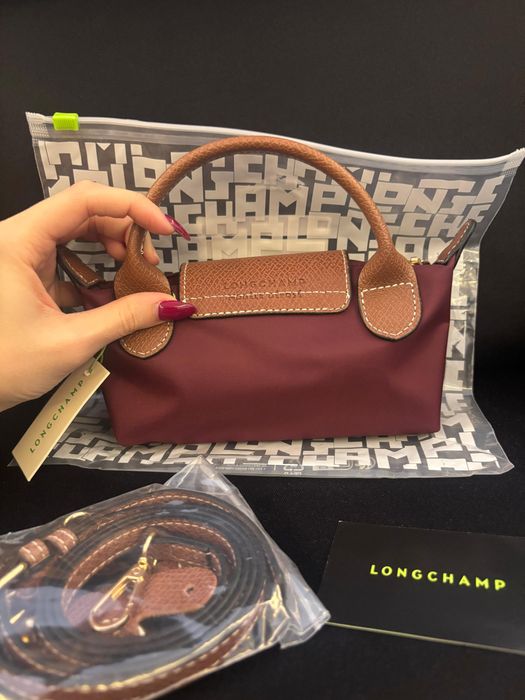 Mini Longchamp Bordô