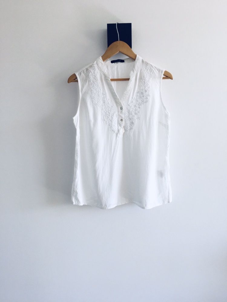 Bluzka top hafty koronka basic biała luźna oversize Mohito