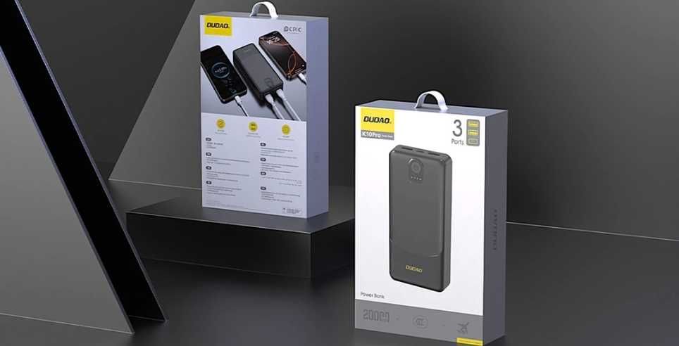 Powerbank Dudao K10Pro 20000mAh 10W, 2×USB-A — Опт/роздріб павербанки