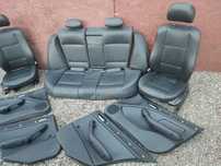 BMW E46 SEDAN ORYGINALNY KOMPLET FOTELI SKÓRZANYCH + KANAPA TYŁ SKŁADANA + BOCZKI EUROPA POD PODUSZKI AIR-BAG O NR. 52 20 8 214 940 / 52 20 8 214 970 / 52 10 8 214 910 OEM  W DOBRYM STANIE