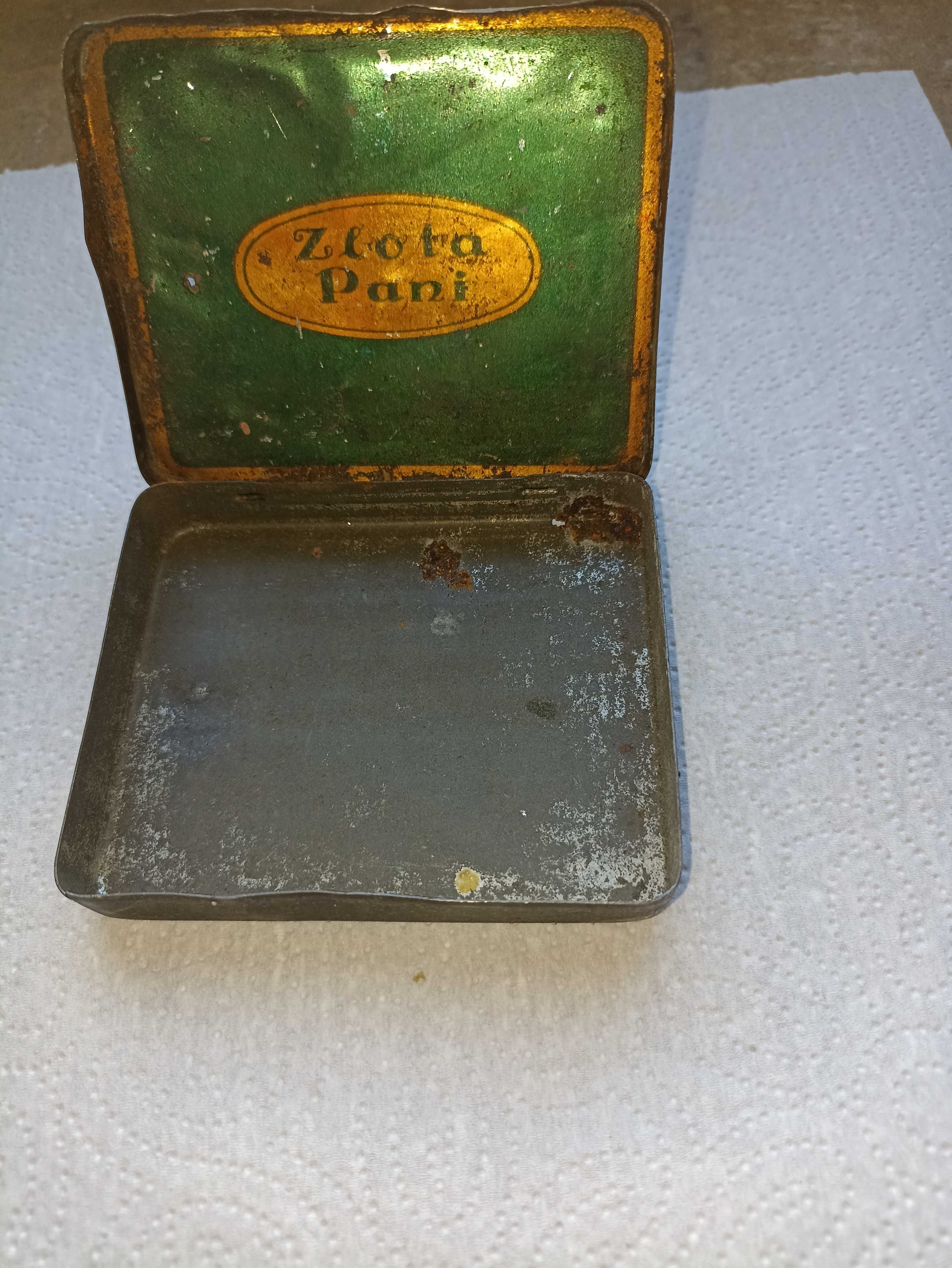 Stare, przedwojenne, kolekcjonerskie pudełko Złota Pani PMT