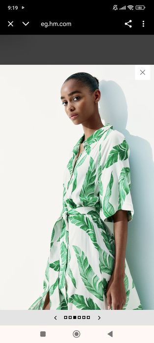 Sukienka liście h&M 36 nowa szmizjerka bawełna pasek