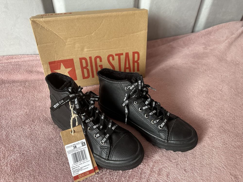 Big Star NOWE czarne trampki damskie wysokie rozmiar 38