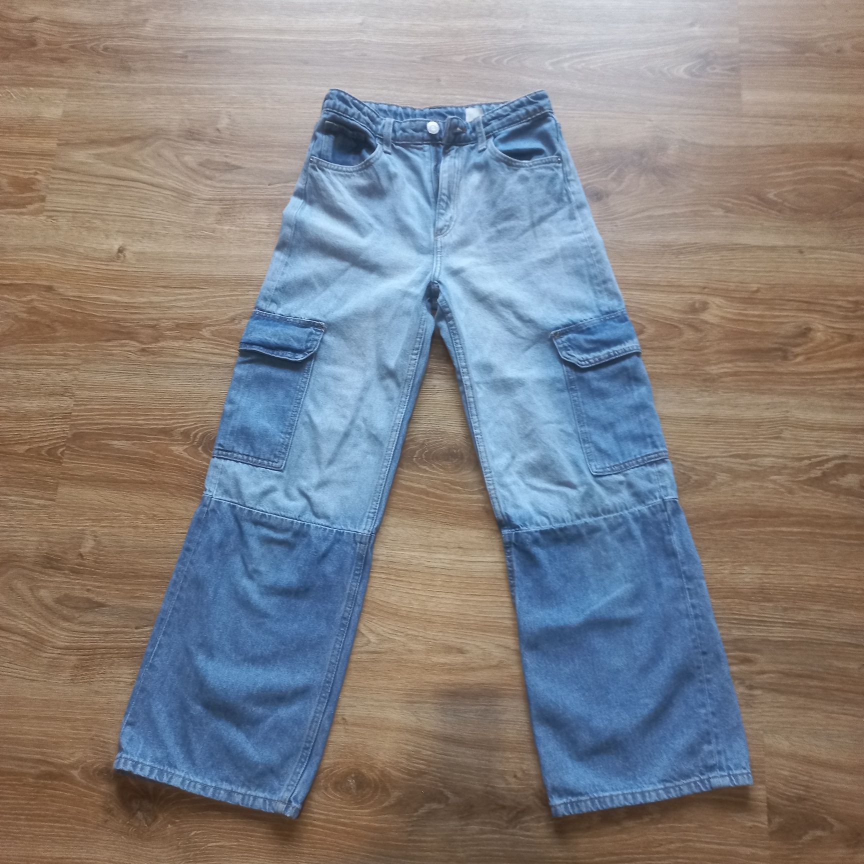 Spodnie jeans bojówki dziewczęce 146 h&m