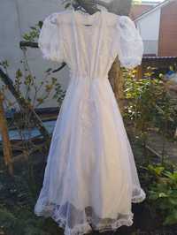 Белое винтажное платье романтизм 10-12 лет