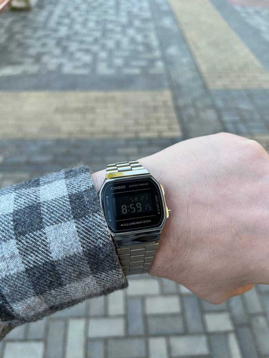 Годинник A168 WEM Silver/Black | Часы касио A159W | Мужские Винтаж AQ