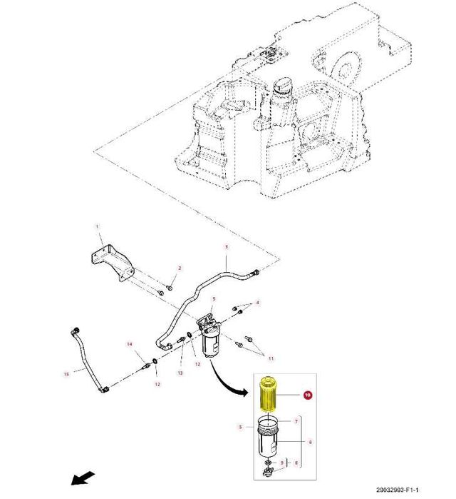 Wkład filtra paliwa Massey Ferguson V8370.86374 ORYGINAŁ AGCO