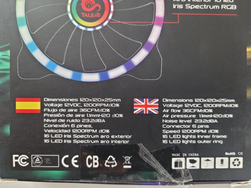 Wentylator Talius 120 x 120 mm RGB 2sztuki Wiatrak
