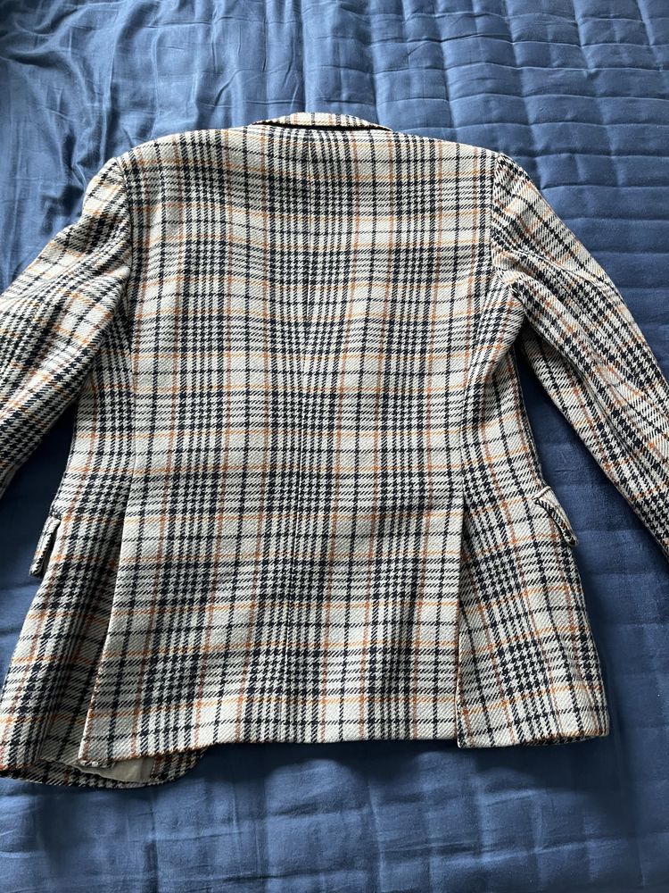 Elegancka marynarka w kratę szara czarna paski oversize