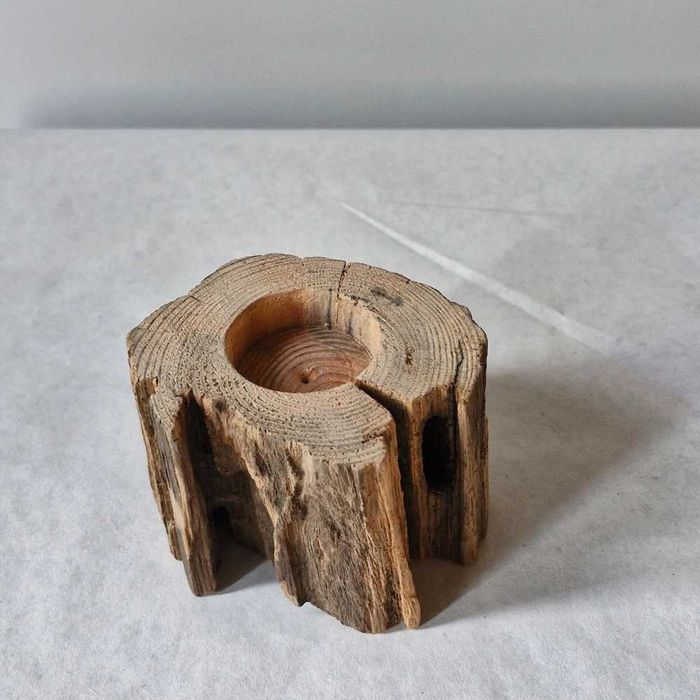 Świecznik z starej sosny – naturalny, rustykalny, na tealight
