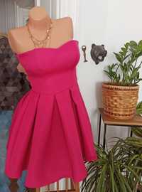 Sukienka r.34 XS księżniczka wesele rozkloszowana różowa gruba piękna