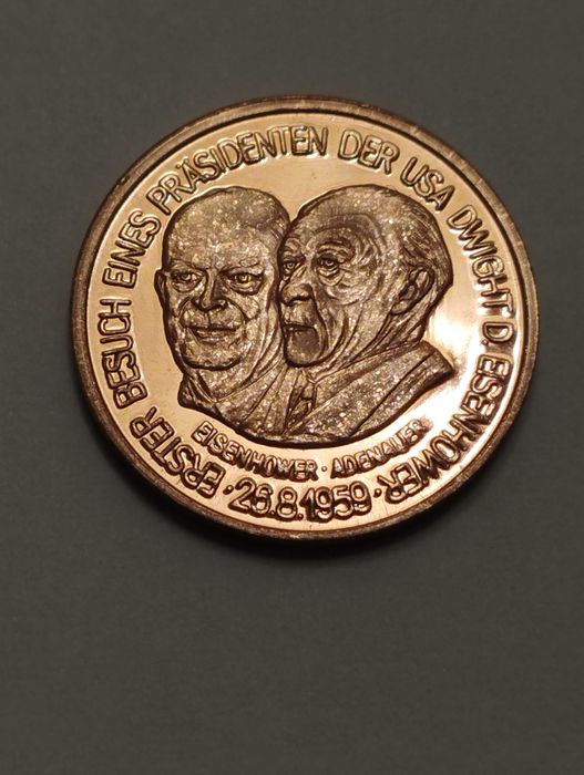 Żeton kolejowy okolicznościowy Niemcy 1989r.- Eisenhower/Adenauer -UNC