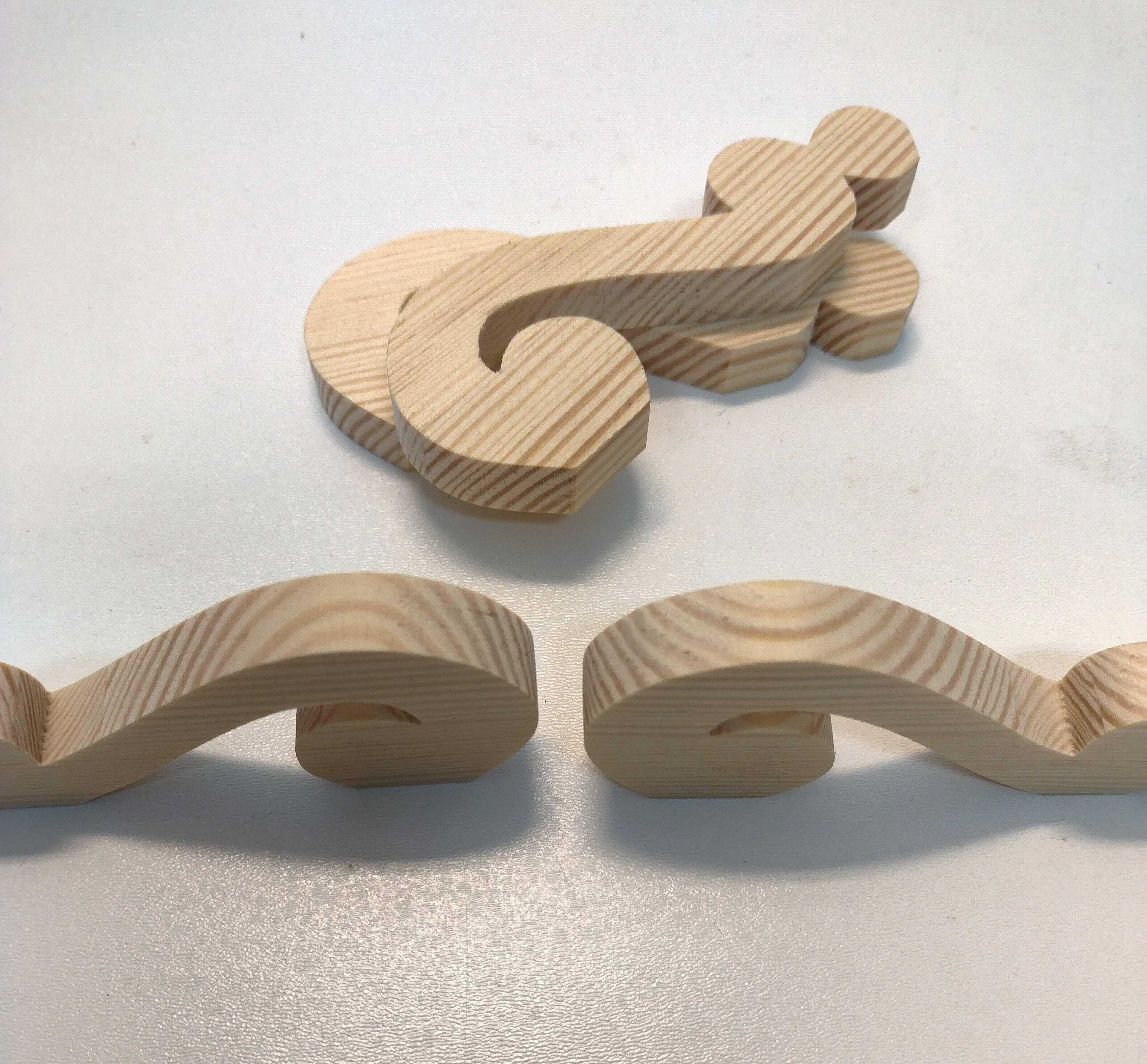 ornament drewniany dekor 10x4cm rzeźba ozdoba 2 SZTUKI