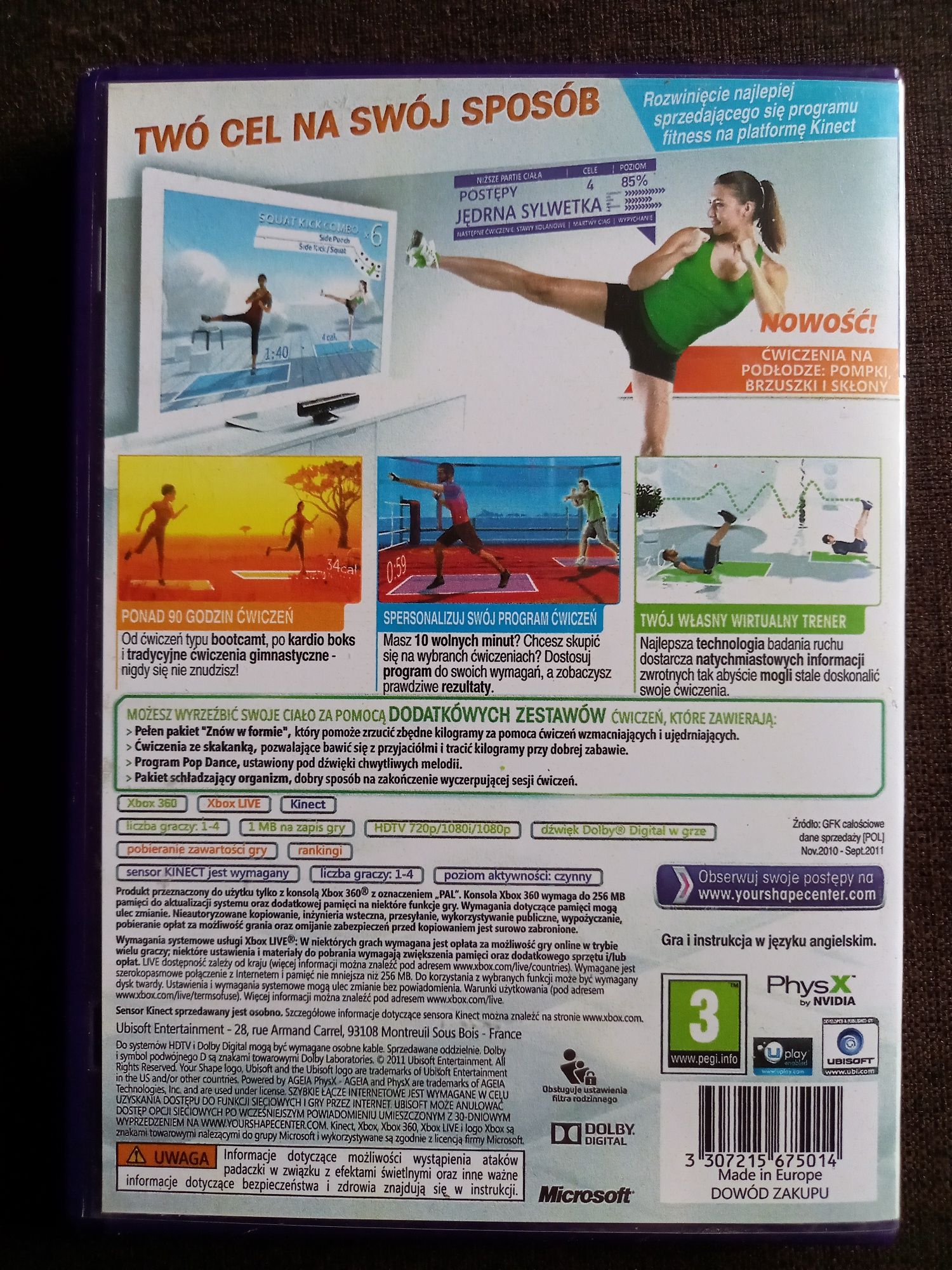 Gra Your Shape Fitness Evolved 2012 na xbox 360 kinect