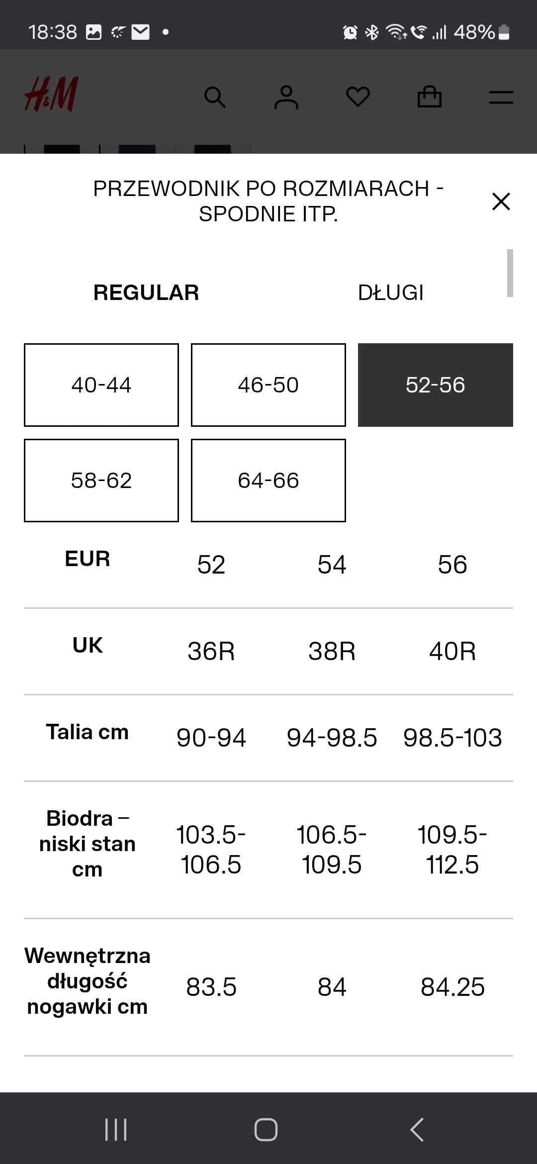 Garnitu męski firmy H&M