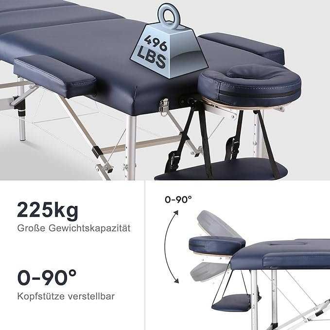 1046 - Mesa marquesa massagem portátil ajustável profissional 3 dobras