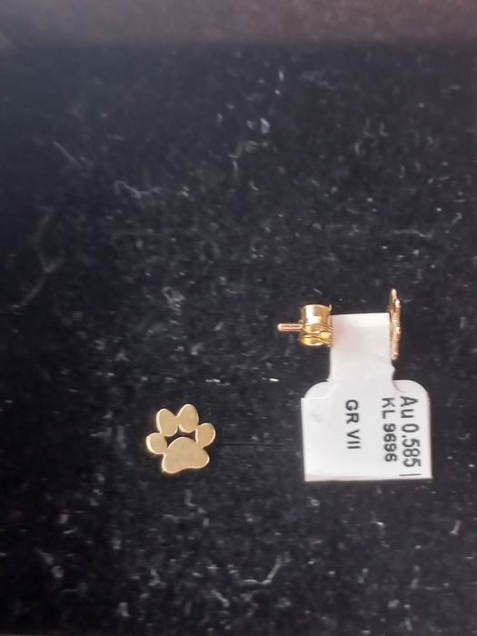 Złote kolczyki błyszczące psie łapki 585/0,77g