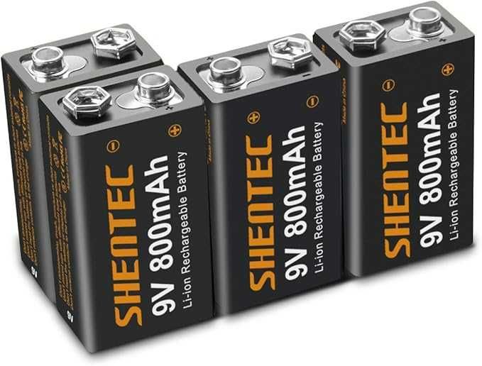 Shentec 4 szt akumulatory 9V 800mAh litowojonowe wielokrotne ładowanie