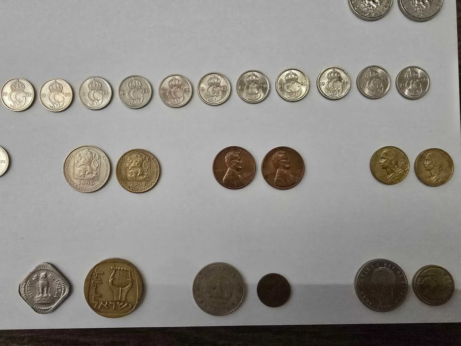 Zestaw 56 monet ZSRR/RFN/Szwecja/Francja/Polska/Czechy/Hiszpania/Indie