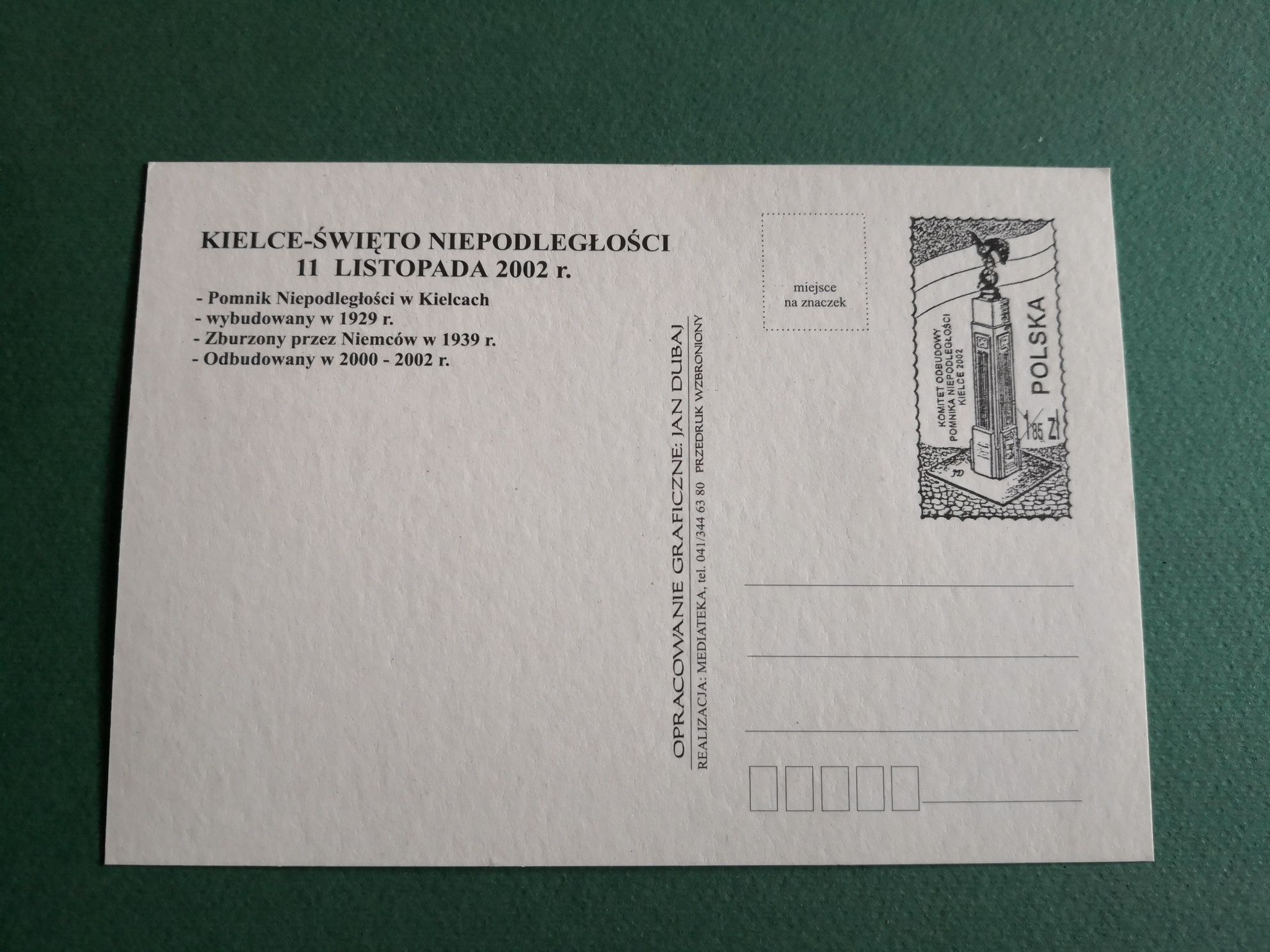 Kielce 2002 - Józef Piłsudski - karta pocztowa