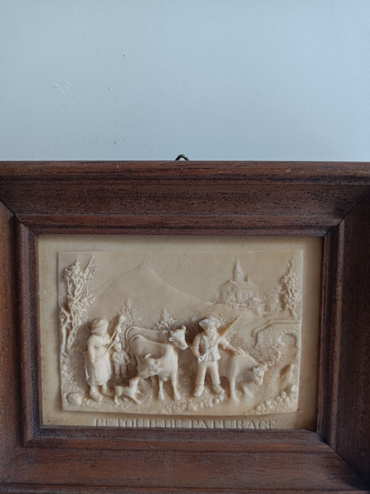 Relief F.C.Becker XIX w rzeźba miniaturowa artystyczna.Antyk.