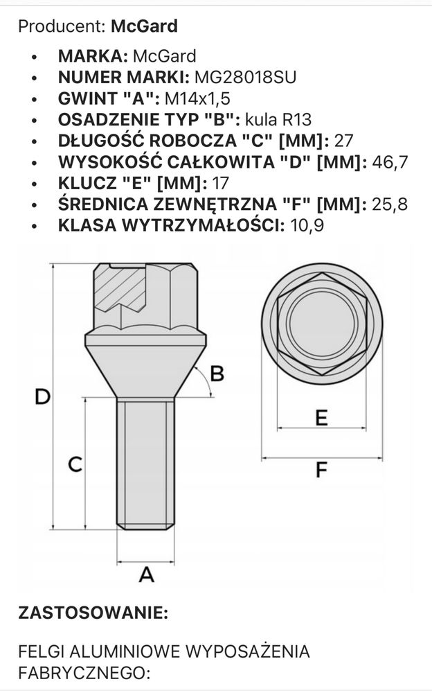 McGard Zestaw Zabezpieczający