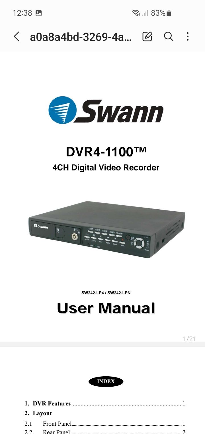 Swann Dvr4-1100 4CH Digital Video Recorder polecam
DVR4-1100™
4CH Digi