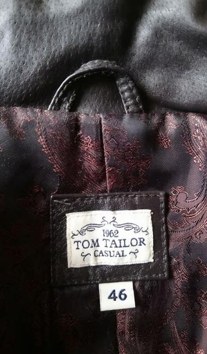 Куртка р.46 Tom Tailor оригинал натуральная кожа коричневая демисезо