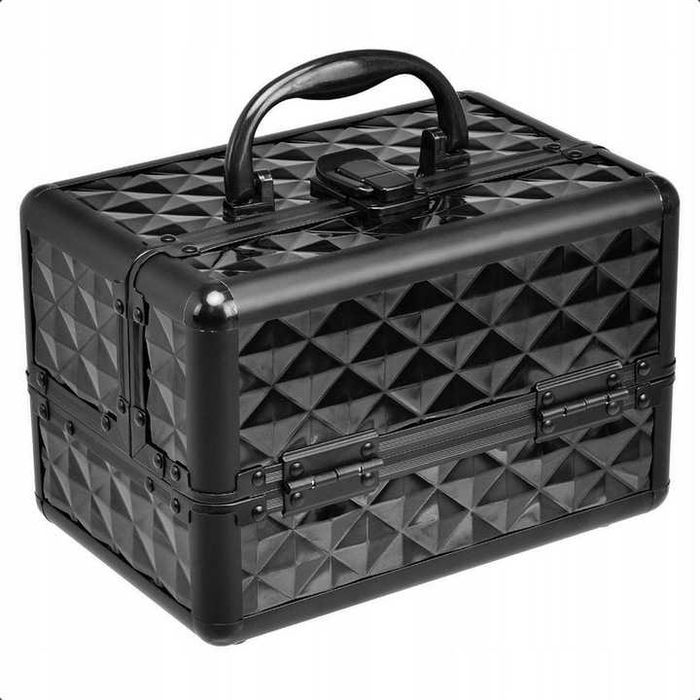 Profesjonalny ROZKŁADANY KUFEREK na biżuterię kosmetyki z lusterkiem