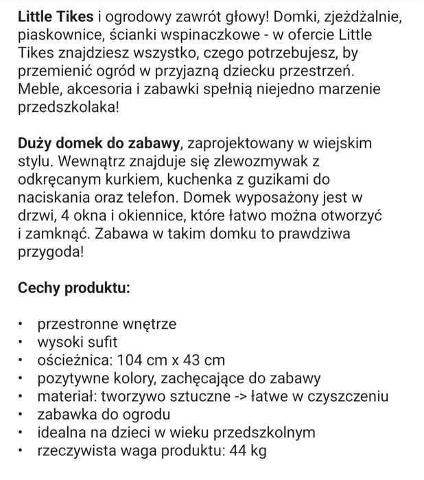 Domek ogrodowy little tikes