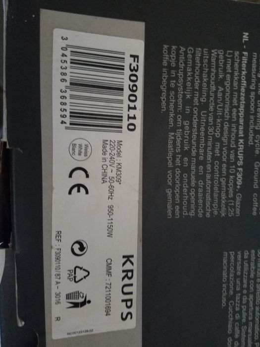 Кофеварка krups на 10персон made in portugal