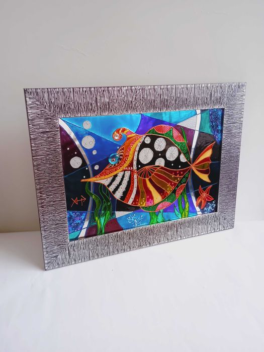 Витражная картина "Испано Рыба 4.0"