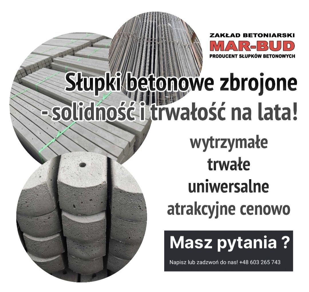 Słupki betonowe ogrodzeniowe i sadownicze