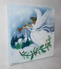 Obraz olejny świąteczny zimowy anioł / aniołek pokoju Boże Narodzenie
