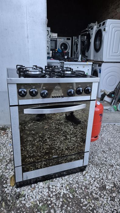 Продам нержавійну скляну газову плитку 60см широку електрична духовка