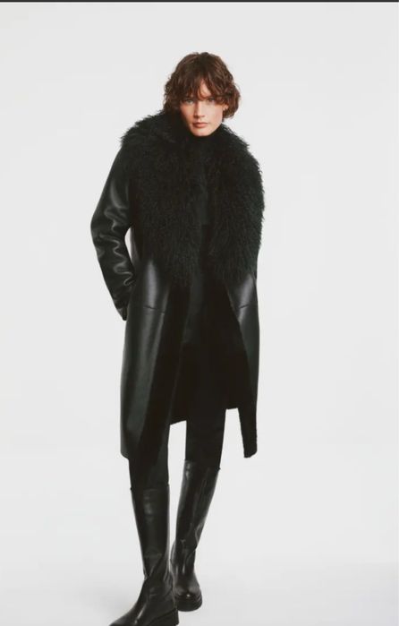 Nowy kożuch czarny firmy Ochnik