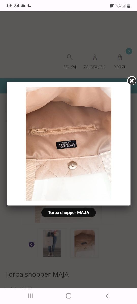 Torebka marki Baggage nowa shopper Maja ecru kremowa pikowana