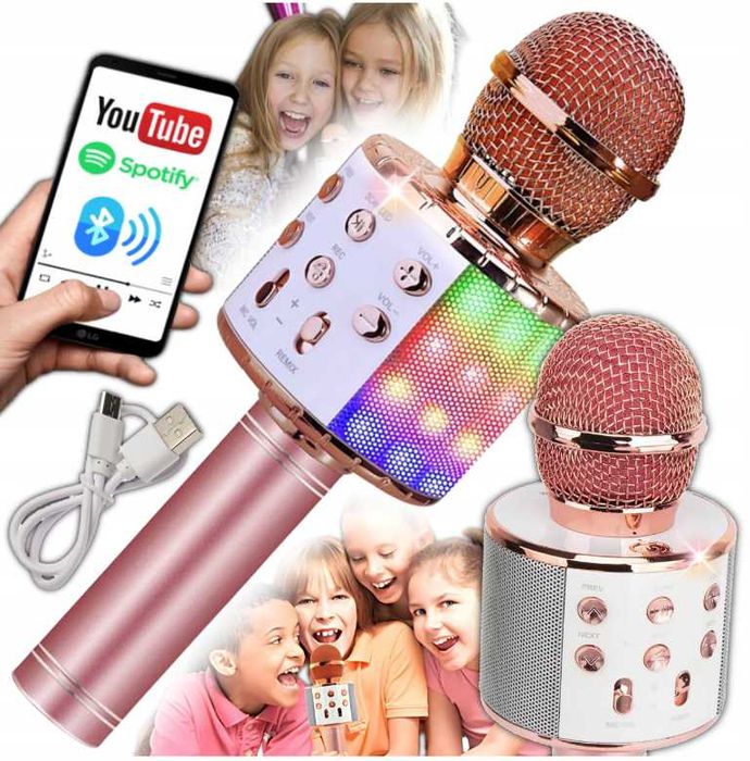 Mikrofon Karaoke Dla Dzieci Bezprzewodowy Głośnik Bluetooth Usb