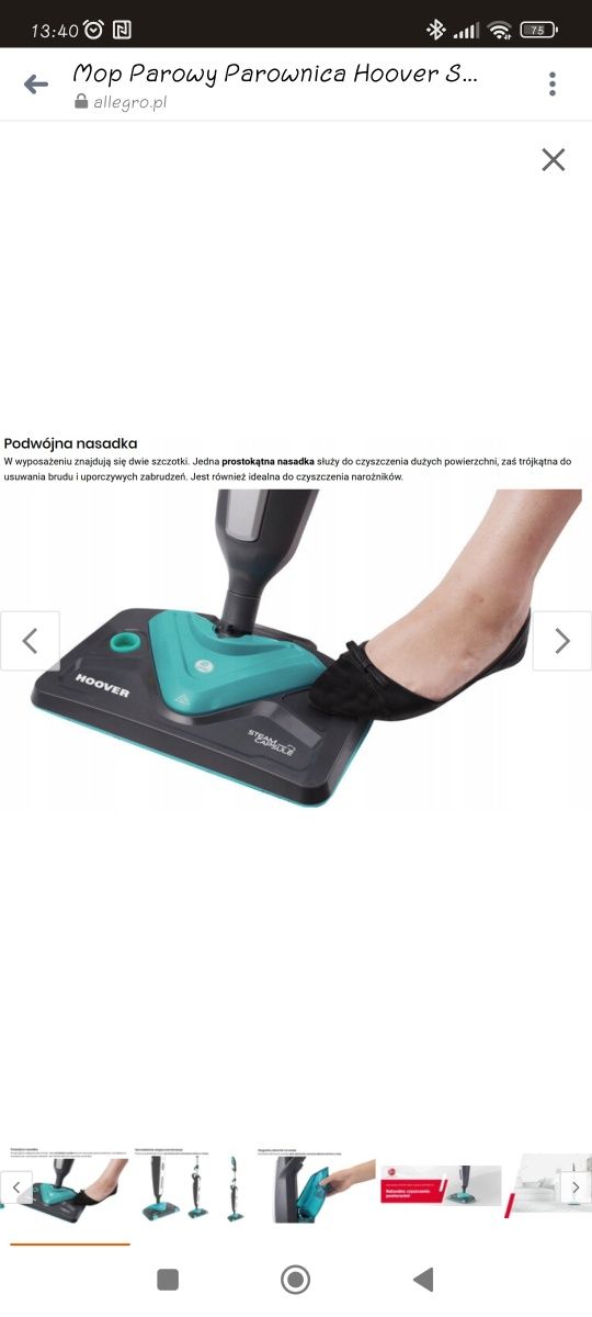 Mop parowy Hoover 1700 W / 700 ml