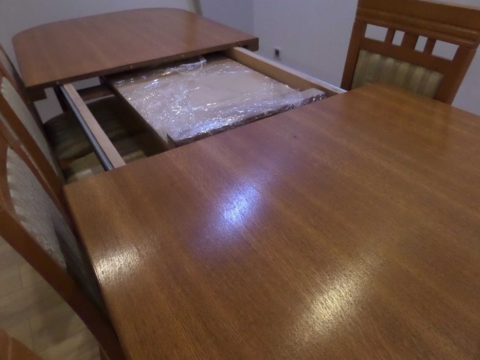 śliczny masywny dębowy stół + 6 krzeseł stan bdb wysyłka dowóz