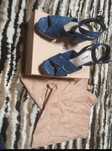 Miu miu jak nowe buty sandaly na obcasie koturnie 38,5 denim glitter