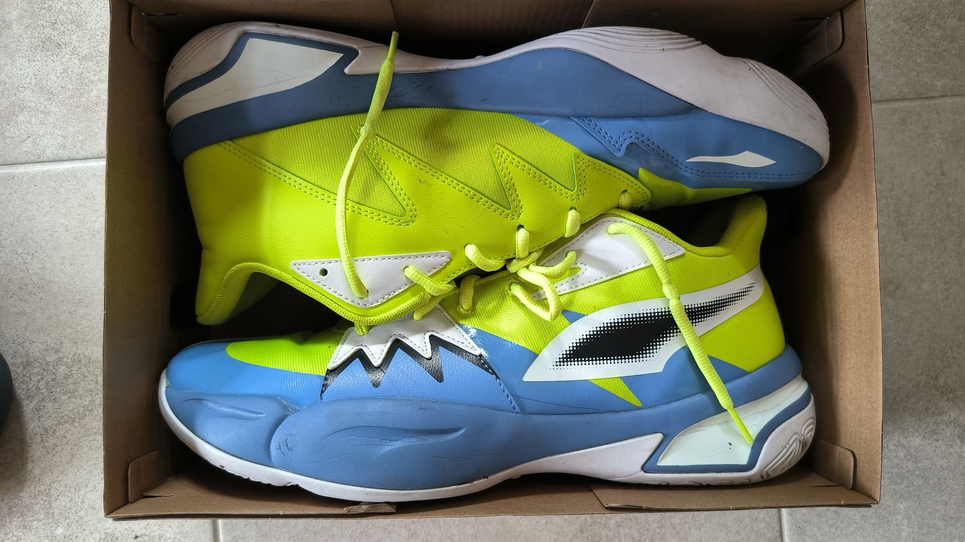 Buty do koszykówki Puma Genetics niebieskie/limonka roz. 47