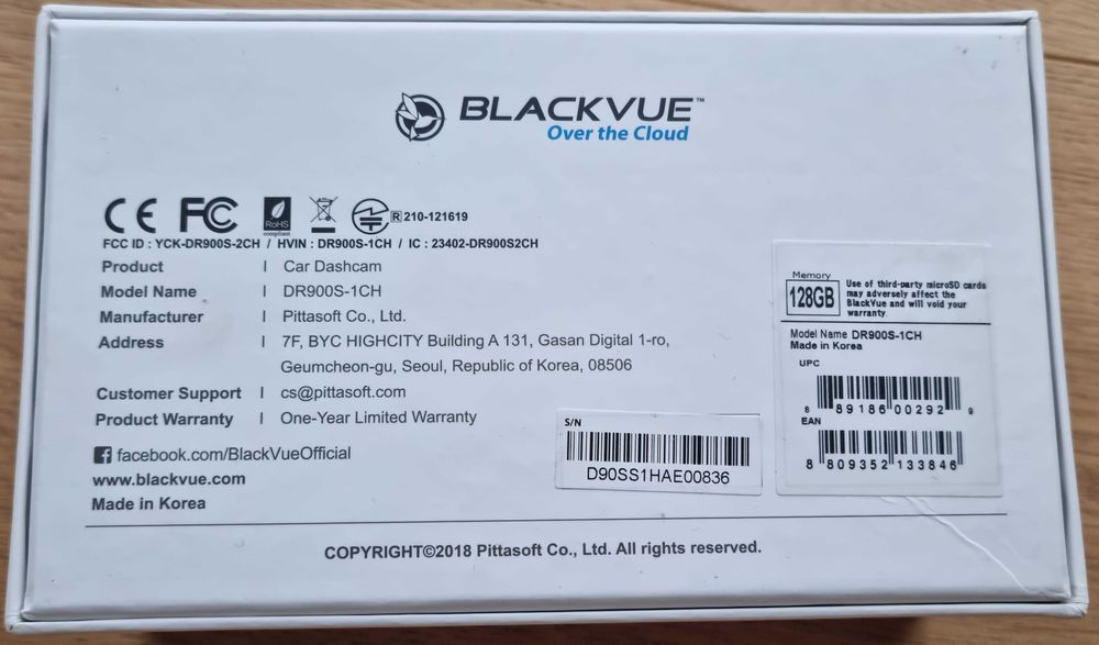 BlackVue DR900S-1CH 128GB 4K UHD - nowy
