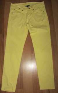 KappAhl letnie bawełniane spodnie,żółte rurki, slim, skinny 34, XS