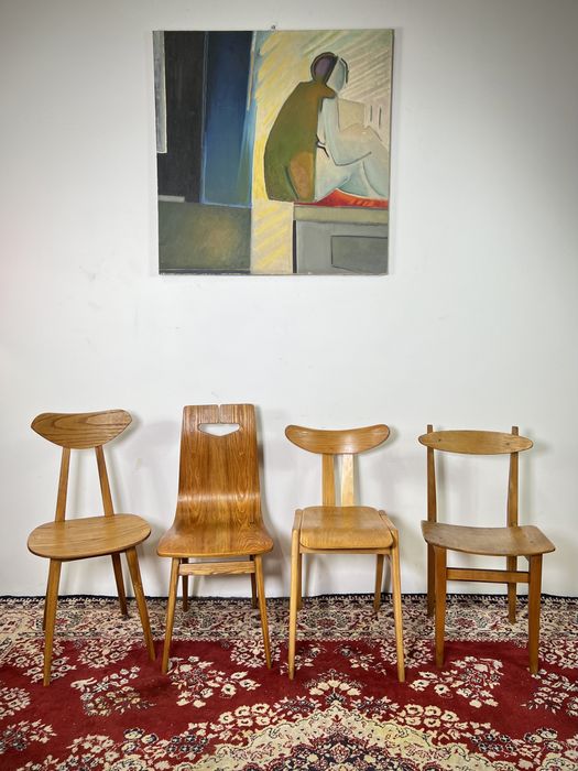 Krzesła PRL kolekcje Sigmund Halas Genga Chomentowska Ład mat vintage